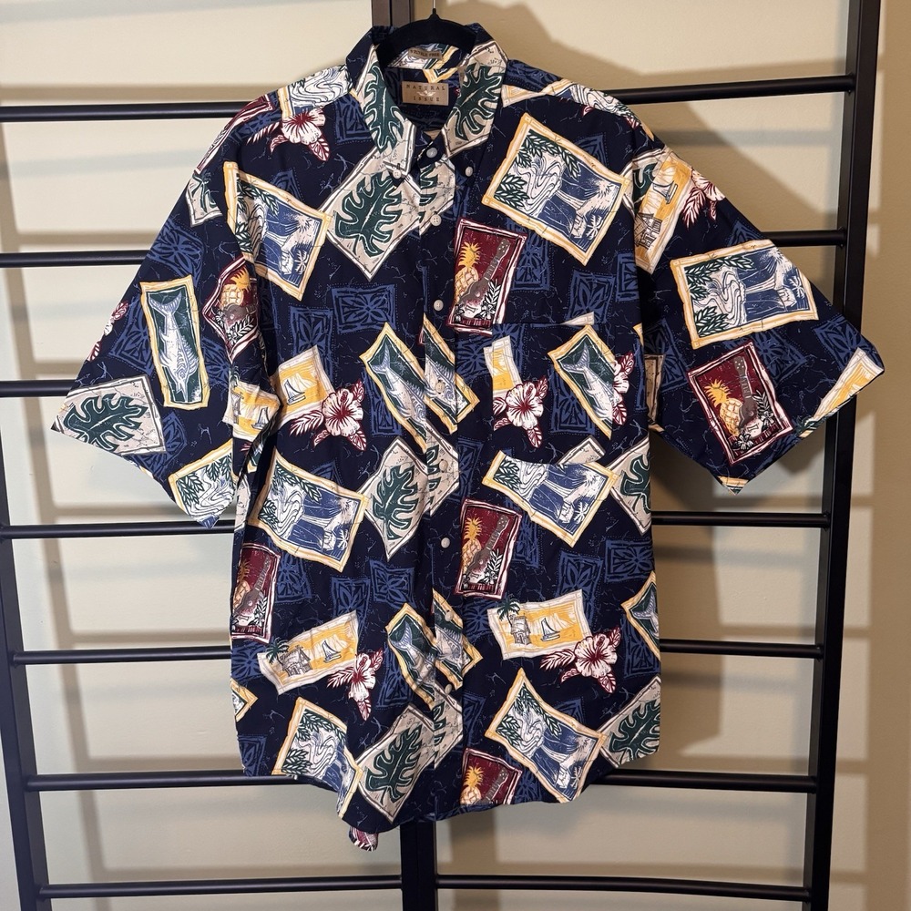 Natural Issue Hawaiian Shirt Vintage Wrinkle Free‎ Short Sleeve Mens Large NWOT